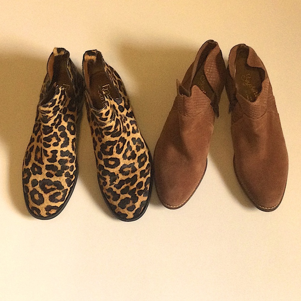 Two pairs of ankle booties.